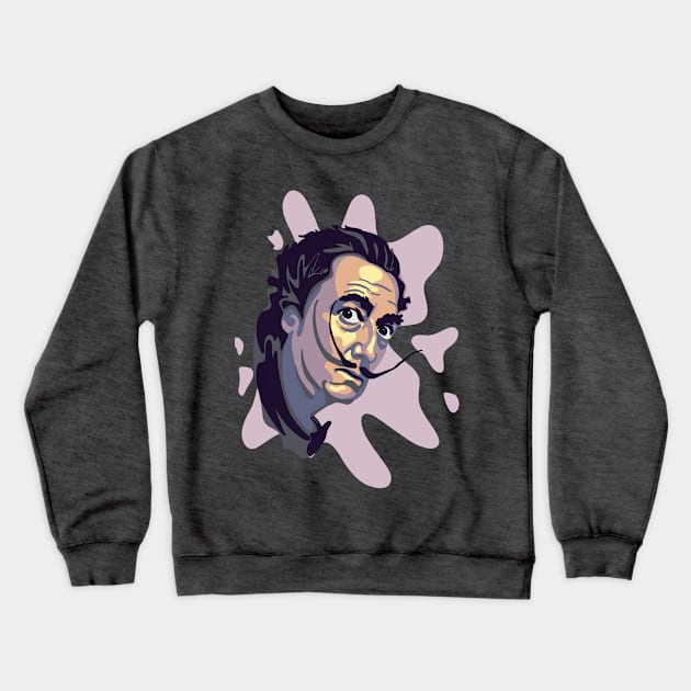 Salvador Dali Portrait Crewneck Sweatshirt by Slightly Unhinged